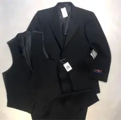 新品NIKKE/スリーピース 礼服セットアップ/A4 S/漆黒の黒/毛100%