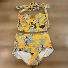 み*缶様 レディース ビキニ トロピカル柄イエロー