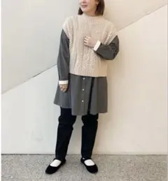 studio CLIP ケーブル編みニットベスト サマンサモスモス、ニコアンド