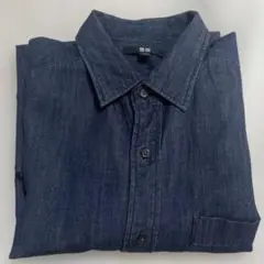 UNIQLO デニムシャツ 長袖 インディゴブルー Lサイズ