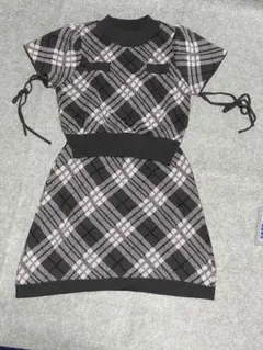 ショルダーリボンチェックセットアップ　AnMILLE