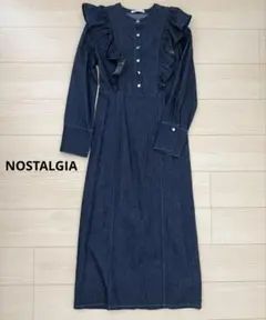 【NOSTALGIA】フリル付きダークデニムロングワンピース♡