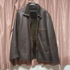 ブラウンレザージャケット フリース裏地付き