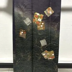 D145 訪問着　金彩　紫系　花模様　正絹　着物　袷　しつけ糸付き未使用極美品