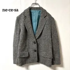 ネセサ【7AR】テーラードジャケット ツイード 毛72% 裏地可愛い