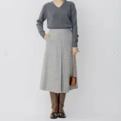 【23区】ツイードチェック フロントタックAラインスカート グレー　38