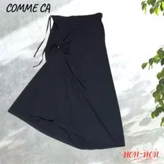 2314.コムサ　シースルー　絞りスカート　S 9号　黒　絞り　アシンメトリー