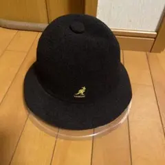 廃番品】KANGOL ベル型 バケットハット L 黒 金ロゴ 希少 ストリート