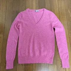 ユニクロカシミヤ100%可愛いピンクVネック長袖セーターs