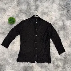 ✨CHRISTIAN AUJARD✨サイズ9T(M) 黒 素材長袖カーディガン