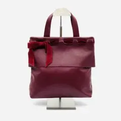 FURLA フルラ ハンドバッグ 本革 レザー リボン ボルドー 赤 レディース