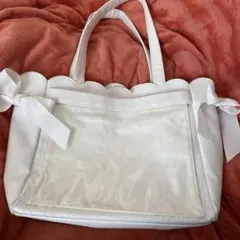 ザッカマート フェイクレザースカラップリボントートバッグ A4 ホワイト 痛バ