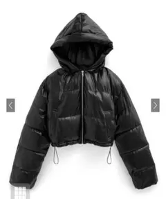 レザーショート丈フードブルゾン