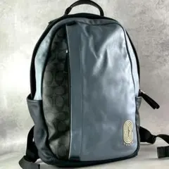 極美品 コーチ エッジパック バックパック ビジネス A4可 レザー ロゴ 紺