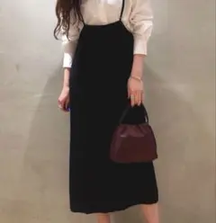 アーバンリサーチ　キャミソールワンピース ブラック ロング丈