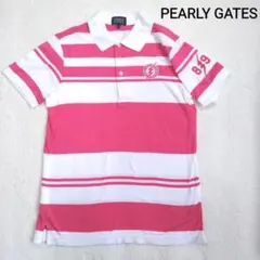 パーリーゲイツ　ゴルフウェア　半袖ポロシャツ　ピンク　ホワイト　メンズ　4