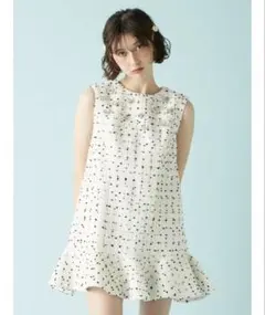 新品タグ付き Lily brown ツイードビジューAラインミニワンピース