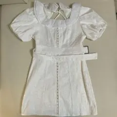 BUBBLES フリル付きホワイトミニワンピース