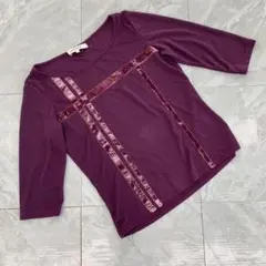 LAUTRÉAMONT ベロアラインカットソー 七分袖 パープル 無地 2サイズ