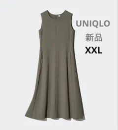【新品タグ付XXL】ユニクロウルトラストレッチワンピース　オリーブ　大きいサイズ