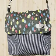 ハンドメイド ☆ヒッコリーと雫模様のショルダーバッグのサムネイル