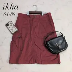 イッカ/カーゴスカートミリタリー膝丈コットン綿100ポケット付き64-89☘️のサムネイル