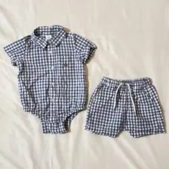 baby GAP チェック柄ロンパース・ショートパンツセット