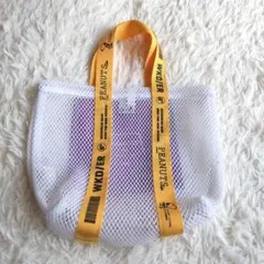 美品【スヌーピー】3Dメッシュトートバッグ ホワイト イエロー