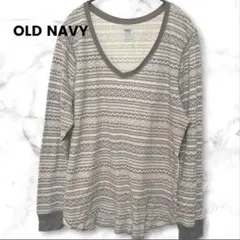 オールドネイビー XXL 総柄 ワッフル サーマル ロンT ゆるだぼ大きいサイズ