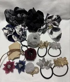 100均 ヘアアクセサリ シュシュ ヘアゴム フック セリア ダイソー 14点