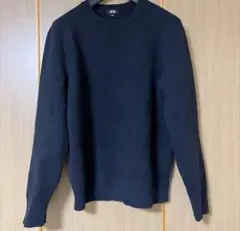 UNIQLO ウォッシャブルミラノリブクルーネックセーター　ブラック　L