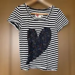 ボーダー 半袖カットソー スカル花柄プリント