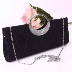 2way パーティーバッグ クラッチ ショルダー ドレス サテン プリーツ加工