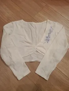 Chacott　130 ホワイト クロップドトップ 刺繍入り