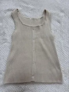 ベージュ ニットベスト サイズF