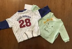 ロンパースセット ストライプ柄・恐竜デザイン