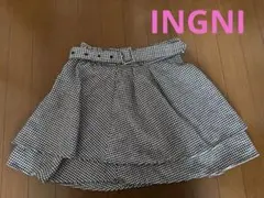 イング INGNI チェック柄フレアスカート ベルト付き