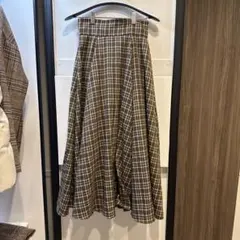 MISCH MASCH フレアボリュームチェックスカート ブラウン S