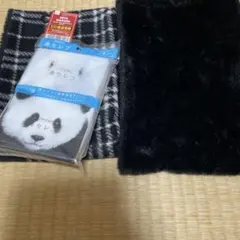 吸湿発熱チェックネックウォーマー＆二重構造ネックウォーマー☆鼻セレブティッシュ付