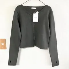 Helm リブニット　ダブルジップガーデ　チャコールグレー