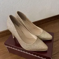 ゴールド グリッター ポインテッドトゥ パンプス