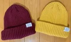 3can4on ニット帽 バーガンディ・イエロー 2セット