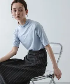 SENSE OF PLACE ソフトハイネック 半袖Tシャツ ブルーのサムネイル