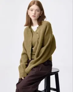 ジーユー　パフニット　2ピースカーディガン　M