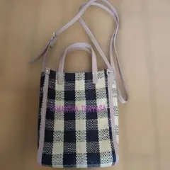 Samantha Thavasa チェック ラフィアミニショルダーバッグ