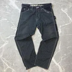 【美品】VANSON ウォバッシュストライプ ペインターパンツ 36 ブラックのサムネイル