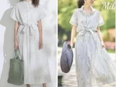 【美品】Mila Owen ストライプ シャツワンピース 半袖