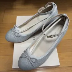シルバー グリッター アンクルストラップパンプス