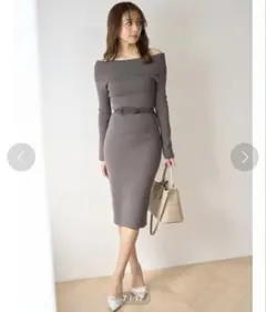 【美品】スナイデル オフショルニットワンピース ベルト付き 完売品 人気 春