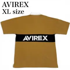 AVIREXポロシャツ ラガーシャツ 半袖 XL キャメル 背面刺繍ビッグロゴのサムネイル
